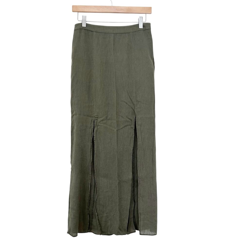 American Eagle Green Maxi Skirt with Slits Sz 4